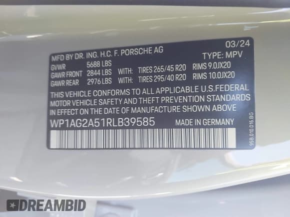 ✅ 2024 Porsche Macan S • VIN: WP1AG2A51RLB39585 • Lot: 41750024. Wystawiony na IAAI z przebiegiem Nie podano. Bezpłatny archiwum sprzedaży aukcyjnych z USA i szczegółowy raport historii pojazdu na DreamBid. Zdjęcie 9.