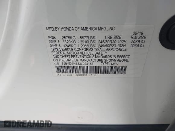 ✅ 2018 Acura MDX Technology • VIN: 5J8YD4H58JL024157 • Lot: 42781471. Listed on IAAI with 108,735 mi. Free auction sales archive from the USA and detailed vehicle history report at DreamBid. Image 9.