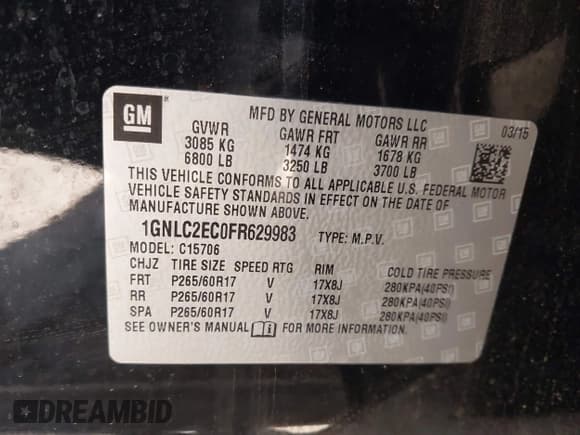 ✅ 2015 Chevrolet Tahoe Commercial • VIN: 1GNLC2EC0FR629983 • Lot: 41917584. Wystawiony na IAAI z przebiegiem 111 461 mil. Bezpłatny archiwum sprzedaży aukcyjnych z USA i szczegółowy raport historii pojazdu na DreamBid. Zdjęcie 9.