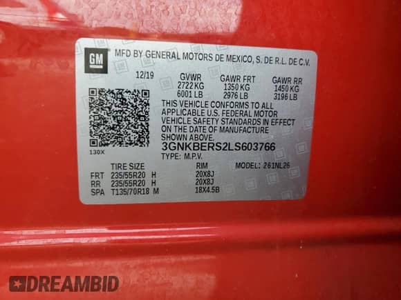 2020 Chevrolet Blazer RS z VIN 3GNKBERS2LS603766, wystawiony jako Copart lot #67072395 z przebiegiem 70 351 mil mil oraz Szkoda całkowita • Salvage title. Historia ofert i sprzedaży dostępna na DreamBid. Obrazek 14.