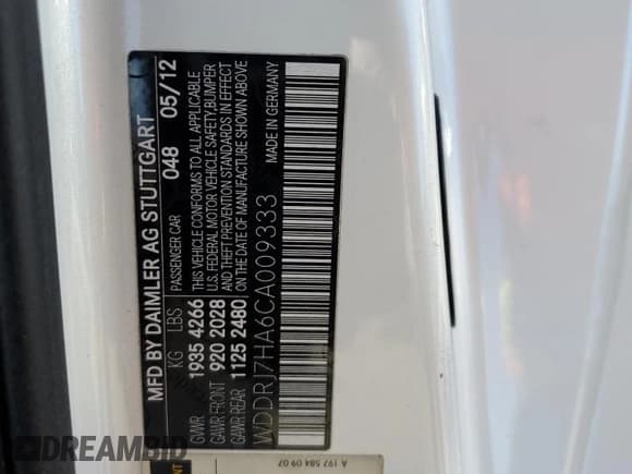 ✅ 2012 Mercedes-Benz SLS AMG SLS AMG • VIN: WDDRJ7HA6CA009333 • Lot: 53964205. Listed on Copart with 22,785 mi. Free auction sales archive from the USA and detailed vehicle history report at DreamBid. Image 12.