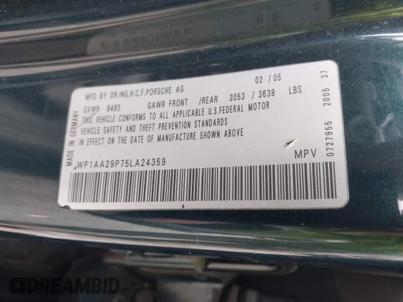 ✅ 2005 Porsche Cayenne • VIN: WP1AA29P75LA24359 • Lot: 43761331. Listed on IAAI with 274,217 mi. Free auction sales archive from the USA and detailed vehicle history report at DreamBid. Image 9.