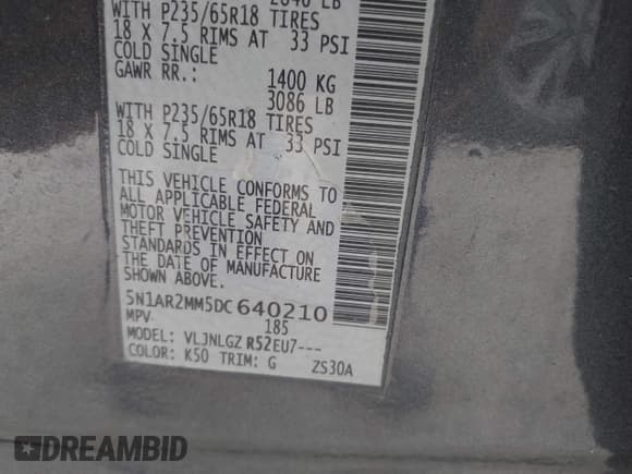 ✅ 2013 Nissan Pathfinder SV • VIN: 5N1AR2MM5DC640210 • Лот: 43039050. Опубликован ранее на IAAI с пробегом 122 971 миль. Бесплатный доступ к архиву аукционных продаж из США и подробный отчёт об истории автомобиля на DreamBid. Изображение 9.