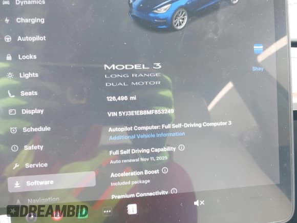 ✅ 2021 Tesla Model 3 Long Range • VIN: 5YJ3E1EB8MF853249 • Lot: 43505165. Listed on IAAI with 126,496 mi. Free auction sales archive from the USA and detailed vehicle history report at DreamBid. Image 15.