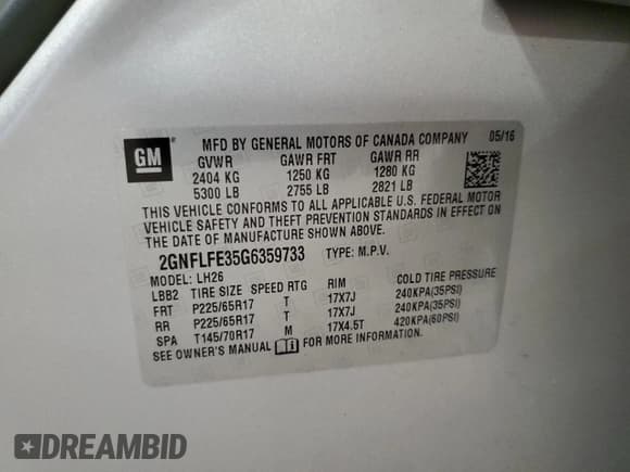 ✅ 2016 Chevrolet Equinox LT • VIN: 2GNFLFE35G6359733 • Лот: 73302424. Опубликован ранее на Copart с пробегом 111 797 миль. Бесплатный доступ к архиву аукционных продаж из США и подробный отчёт об истории автомобиля на DreamBid. Изображение 14.