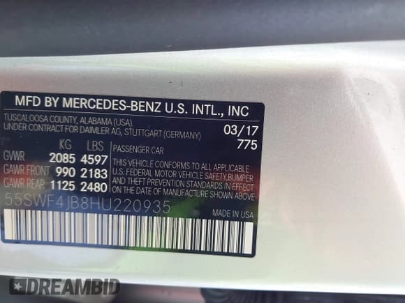 ✅ 2017 Mercedes-Benz C 300 • VIN: 55SWF4JB8HU220935 • Лот: 39645579. Опубликован ранее на IAAI с пробегом 37 338 миль. Бесплатный доступ к архиву аукционных продаж из США и подробный отчёт об истории автомобиля на DreamBid. Изображение 9.