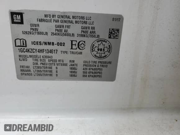 2017 Chevrolet Silverado 3500HD LT с VIN 1GC4KZCY4HF134617, выставлен на аукционе Copart как лот 52128185 с пробегом 173 714 миль миль и Списание • Salvage title. История ставок и продаж доступна на DreamBid. Изображение 13.