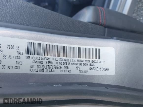 ✅ 2015 Dodge Durango R/T • VIN: 1C4SDJCT6FC766797 • Лот: 43525819. Опубликован ранее на IAAI с пробегом 264 544 миль. Бесплатный доступ к архиву аукционных продаж из США и подробный отчёт об истории автомобиля на DreamBid. Изображение 9.