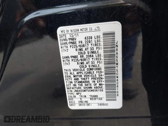 ✅ 2012 Nissan Rogue SL • VIN: JN8AS5MT5CW606156 • Lot: 42664468. Wystawiony na IAAI z przebiegiem 171 657 mil. Bezpłatny archiwum sprzedaży aukcyjnych z USA i szczegółowy raport historii pojazdu na DreamBid. Zdjęcie 9.