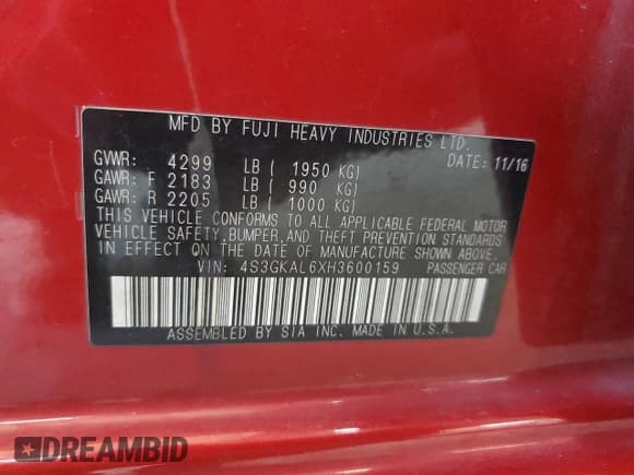 ✅ 2017 Subaru Impreza Special Sports • VIN: 4S3GKAL6XH3600159 • Lot: 81403205. Wystawiony na Copart z przebiegiem 99 944 mil. Bezpłatny archiwum sprzedaży aukcyjnych z USA i szczegółowy raport historii pojazdu na DreamBid. Zdjęcie 13.