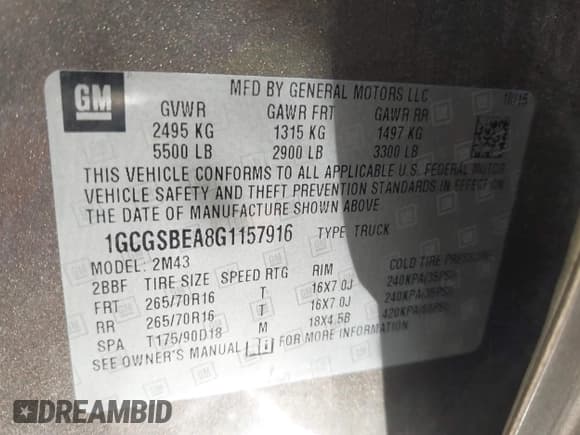 ✅ 2016 Chevrolet Colorado 2WD WT • VIN: 1GCGSBEA8G1157916 • Лот: 43382964. Опубликован ранее на IAAI с пробегом 144 115 миль. Бесплатный доступ к архиву аукционных продаж из США и подробный отчёт об истории автомобиля на DreamBid. Изображение 9.