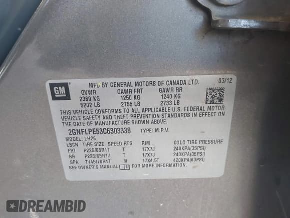 ✅ 2012 Chevrolet Equinox 2LT • VIN: 2GNFLPE53C6303338 • Лот: 43283627. Опубликован ранее на IAAI с пробегом 136 811 миль. Бесплатный доступ к архиву аукционных продаж из США и подробный отчёт об истории автомобиля на DreamBid. Изображение 9.