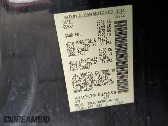 ✅ 2012 Nissan Armada SL • VIN: 5N1AA0NC7CN619458 • Lot: 91706845. Wystawiony na Copart z przebiegiem 136 314 mil. Bezpłatny archiwum sprzedaży aukcyjnych z USA i szczegółowy raport historii pojazdu na DreamBid. Zdjęcie 13.