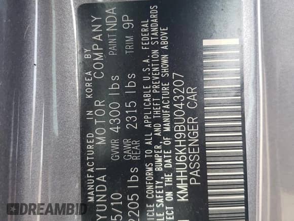 2011 Hyundai Genesis Coupe R-Spec с VIN KMHHU6KH9BU043207, выставлен на аукционе Copart как лот 80012495 с пробегом 96 041 миль миль и Списание • Salvage title. История ставок и продаж доступна на DreamBid. Изображение 12.