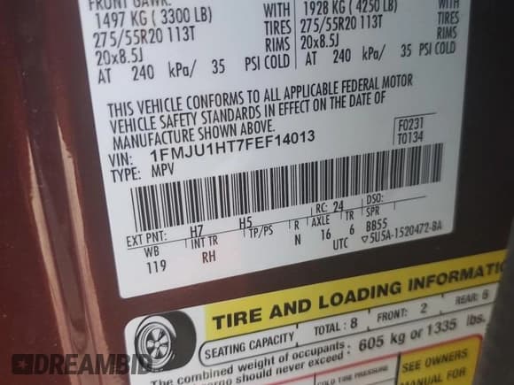 ✅ 2015 Ford Expedition XLT • VIN: 1FMJU1HT7FEF14013 • Lot: 68452775. Listed on Copart with 218,599 mi. Free auction sales archive from the USA and detailed vehicle history report at DreamBid. Image 13.