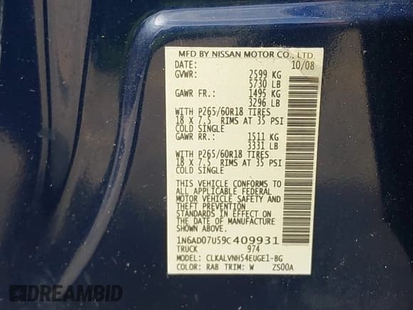 ✅ 2009 Nissan Frontier SE • VIN: 1N6AD07U59C409931 • Lot: 42987726. Wystawiony na IAAI z przebiegiem 78 133 mil. Bezpłatny archiwum sprzedaży aukcyjnych z USA i szczegółowy raport historii pojazdu na DreamBid. Zdjęcie 9.