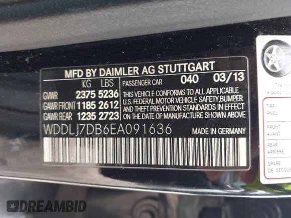 ✅ 2014 Mercedes-Benz CLS 550 • VIN: WDDLJ7DB6EA091636 • Lot: 43126888. Listed on IAAI with 248,996 mi. Free auction sales archive from the USA and detailed vehicle history report at DreamBid. Image 9.