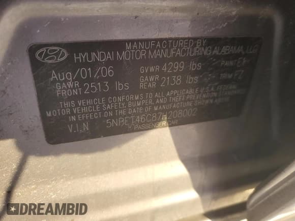 ✅ 2007 Hyundai Sonata GLS • VIN: 5NPET46C87H208002 • Лот: 88828825. Опубликован ранее на Copart с пробегом 129 478 миль. Бесплатный доступ к архиву аукционных продаж из США и подробный отчёт об истории автомобиля на DreamBid. Изображение 12.