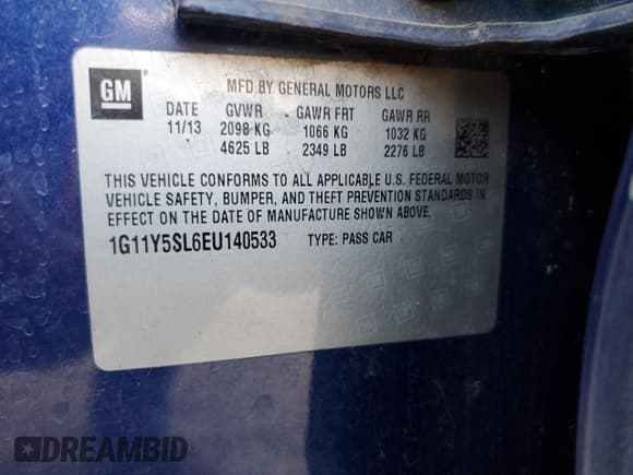 ✅ 2014 Chevrolet Impala LS • VIN: 1G11Y5SL6EU140533 • Лот: 77875854. Опубликован ранее на Copart с пробегом 136 616 миль. Бесплатный доступ к архиву аукционных продаж из США и подробный отчёт об истории автомобиля на DreamBid. Изображение 14.