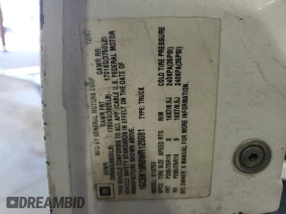 ✅ 1998 Chevrolet Silverado 1500 • VIN: 1GCEK19R8WR125081 • Lot: 61561675. Listed on Copart with 158,045 mi. Free auction sales archive from the USA and detailed vehicle history report at DreamBid. Image 12.