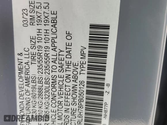 ✅ 2023 Honda Odyssey Sport • VIN: 5FNRL6H78PB050126 • Лот: 86063444. Опубликован ранее на Copart с пробегом 29 479 миль. Бесплатный доступ к архиву аукционных продаж из США и подробный отчёт об истории автомобиля на DreamBid. Изображение 13.