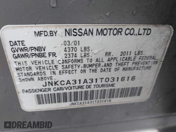✅ 2001 Infiniti I30 Luxury • VIN: JNKCA31A31T031616 • Lot: 42885499. Wystawiony na IAAI z przebiegiem 169 160 mil. Bezpłatny archiwum sprzedaży aukcyjnych z USA i szczegółowy raport historii pojazdu na DreamBid. Zdjęcie 9.