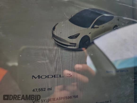 ✅ 2023 Tesla Model 3 • VIN: 5YJ3E1EA5PF596756 • Лот: 91879025. Опубликован ранее на Copart с пробегом 47 552 миль. Бесплатный доступ к архиву аукционных продаж из США и подробный отчёт об истории автомобиля на DreamBid. Изображение 9.