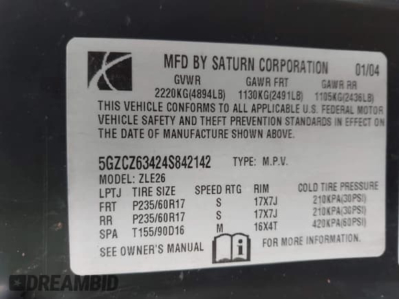 ✅ 2004 Saturn VUE V6 • VIN: 5GZCZ63424S842142 • Lot: 41562303. Wystawiony na IAAI z przebiegiem 178 745 mil. Bezpłatny archiwum sprzedaży aukcyjnych z USA i szczegółowy raport historii pojazdu na DreamBid. Zdjęcie 9.