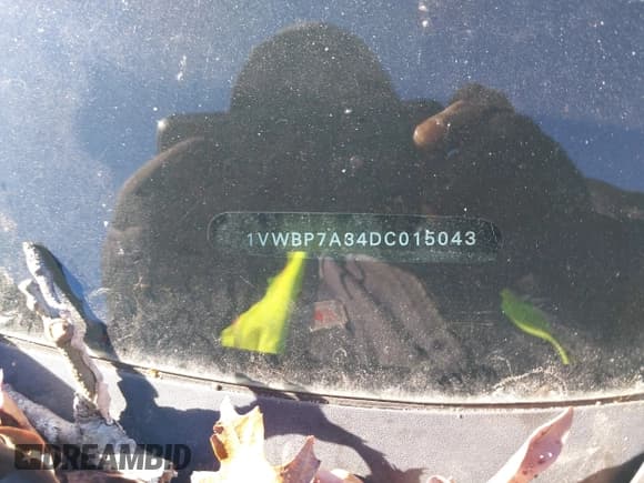 ✅ 2013 Volkswagen Passat SE • VIN: 1VWBP7A34DC015043 • Lot: 43612344. Listed on IAAI with 179,097 mi. Free auction sales archive from the USA and detailed vehicle history report at DreamBid. Image 12.