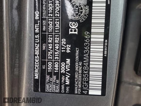 ✅ 2021 Mercedes-Benz GLE 450 • VIN: 4JGFB5KB4MA363669 • Lot: 81255225. Listed on Copart with 95,401 mi. Free auction sales archive from the USA and detailed vehicle history report at DreamBid. Image 13.