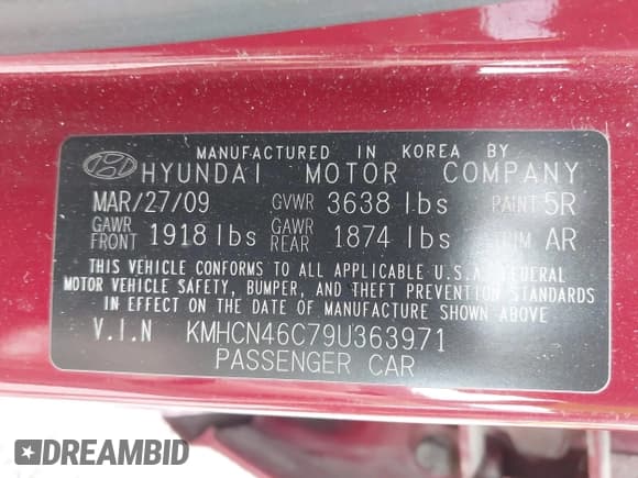 ✅ 2009 Hyundai Accent Auto GLS • VIN: KMHCN46C79U363971 • Лот: 42540558. Опубликован ранее на IAAI с пробегом 73 032 миль. Бесплатный доступ к архиву аукционных продаж из США и подробный отчёт об истории автомобиля на DreamBid. Изображение 9.