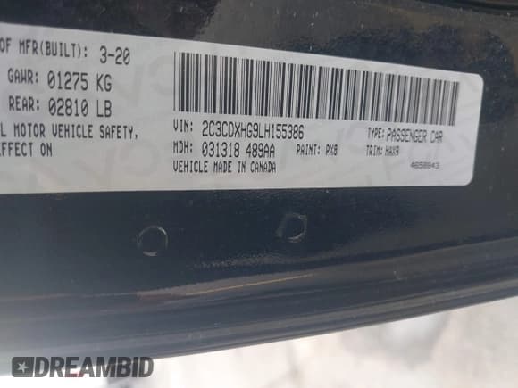 ✅ 2020 Dodge Charger GT • VIN: 2C3CDXHG9LH155386 • Lot: 43394222. Listed on IAAI with 100,415 mi. Free auction sales archive from the USA and detailed vehicle history report at DreamBid. Image 9.