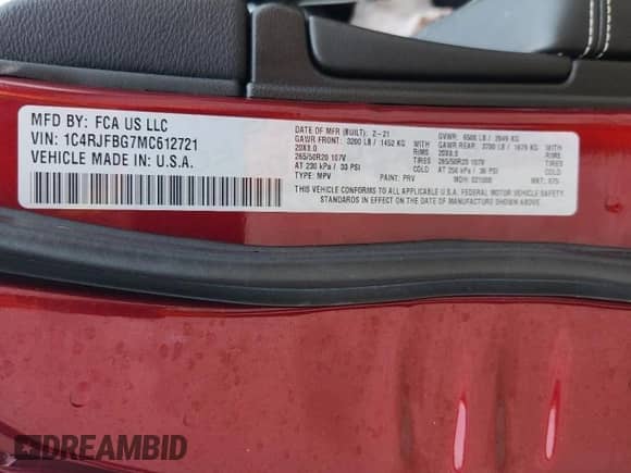 2021 Jeep Grand Cherokee 80th Anniversary с VIN 1C4RJFBG7MC612721, выставлен на аукционе Copart как лот 63995975 с пробегом 18 458 миль миль и Списание • Salvage title. История ставок и продаж доступна на DreamBid. Изображение 14.