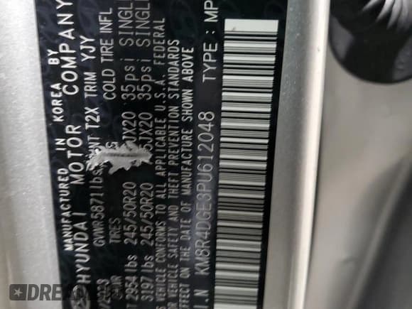 ✅ 2023 Hyundai Palisade SEL • VIN: KM8R4DGE3PU612048 • Lot: 42352885. Listed on Copart with 26,946 mi. Free auction sales archive from the USA and detailed vehicle history report at DreamBid. Image 13.