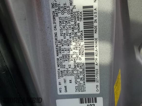 ✅ 2010 Toyota Tacoma • VIN: 5TETX4CN5AZ686156 • Лот: 71264105. Опубликован ранее на Copart с пробегом 76 566 миль. Бесплатный доступ к архиву аукционных продаж из США и подробный отчёт об истории автомобиля на DreamBid. Изображение 12.