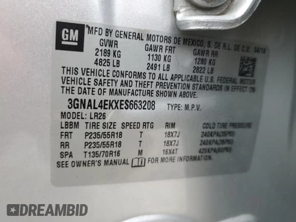 ✅ 2014 Chevrolet Captiva Sport LTZ • VIN: 3GNAL4EKXES663208 • Lot: 52757055. Wystawiony na Copart z przebiegiem 102 390 mil. Bezpłatny archiwum sprzedaży aukcyjnych z USA i szczegółowy raport historii pojazdu na DreamBid. Zdjęcie 13.