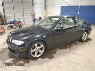 2004 BMW 3 Series 325Ci with VIN WBABD33424PL04972, listed as a Copart auction lot 90369695 with 76,476 mi miles and Salvage title. Bid and sale history available at DreamBid. Image 1.