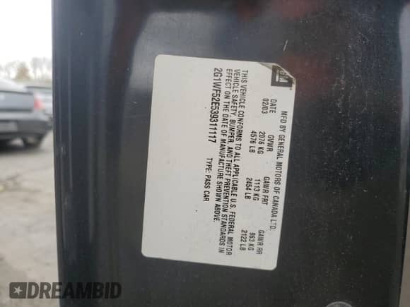 ✅ 2003 Chevrolet Impala • VIN: 2G1WF52E539311117 • Лот: 91502845. Размещён на Copart с пробегом 69 582 миль миль. Получите бесплатный доступ к архиву аукционных продаж из США и посмотрите подробный отчёт об истории автомобиля на DreamBid. Изображение 12.