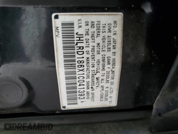 ✅ 2001 Honda CR-V EX • VIN: JHLRD186X1C041393 • Лот: 90675735. Опубликован ранее на Copart с пробегом 180 756 миль. Бесплатный доступ к архиву аукционных продаж из США и подробный отчёт об истории автомобиля на DreamBid. Изображение 13.