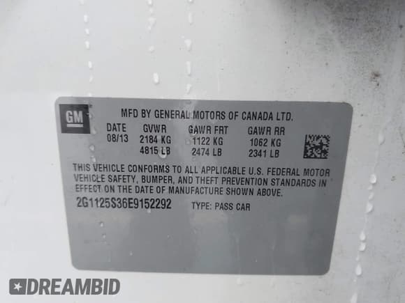 ✅ 2014 Chevrolet Impala LT • VIN: 2G1125S36E9152292 • Лот: 43498906. Опубликован ранее на IAAI с пробегом 185 375 миль. Бесплатный доступ к архиву аукционных продаж из США и подробный отчёт об истории автомобиля на DreamBid. Изображение 9.