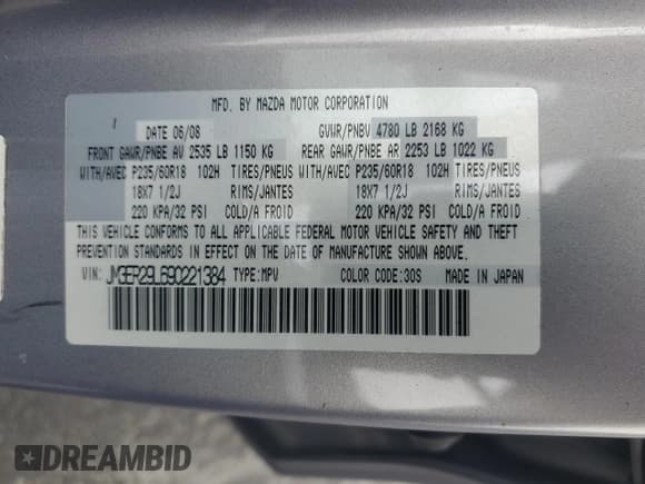 ✅ 2009 Mazda CX-7 Sport • VIN: JM3ER29L690221384 • Lot: 64701455. Listed on Copart with 84,414 mi. Free auction sales archive from the USA and detailed vehicle history report at DreamBid. Image 13.