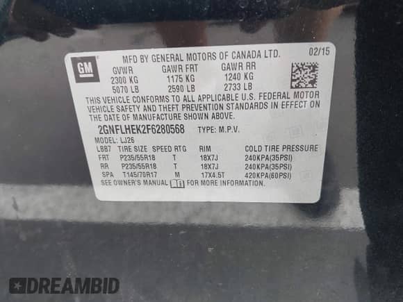 2015 Chevrolet Equinox LTZ с VIN 2GNFLHEK2F6280568, выставлен на аукционе IAAI как лот 43240233 с пробегом 147 049 миль миль и . История ставок и продаж доступна на DreamBid. Изображение 9.