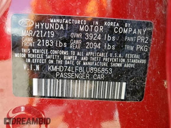 2020 Hyundai Elantra SE z VIN KMHD74LF8LU896853, wystawiony jako Copart lot #81305915 z przebiegiem 42 970 mil mil oraz Szkoda całkowita • Salvage title. Historia ofert i sprzedaży dostępna na DreamBid. Obrazek 12.