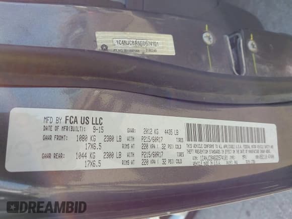 ✅ 2016 Jeep Compass Sport • VIN: 1C4NJCBA6GD574101 • Lot: 43412109. Wystawiony na IAAI z przebiegiem 114 959 mil. Bezpłatny archiwum sprzedaży aukcyjnych z USA i szczegółowy raport historii pojazdu na DreamBid. Zdjęcie 9.