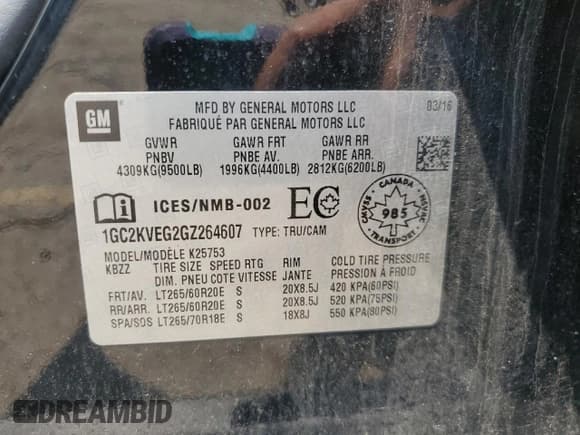 ✅ 2016 Chevrolet Silverado 2500HD LT • VIN: 1GC2KVEG2GZ264607 • Лот: 67291705. Опубликован ранее на Copart с пробегом 106 545 миль. Бесплатный доступ к архиву аукционных продаж из США и подробный отчёт об истории автомобиля на DreamBid. Изображение 12.