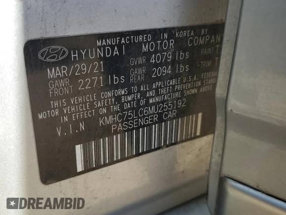 2021 Hyundai Ioniq SE z VIN KMHC75LC6MU255192, wystawiony jako Copart lot #69866494 z przebiegiem 120 723 mil mil oraz Szkoda całkowita • Salvage title. Historia ofert i sprzedaży dostępna na DreamBid. Obrazek 12.