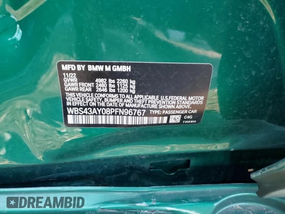 ✅ 2023 BMW M3 Competition xDrive • VIN: WBS43AY08PFN96767 • Lot: 65347773. Wystawiony na Copart z przebiegiem 8 740 mil. Bezpłatny archiwum sprzedaży aukcyjnych z USA i szczegółowy raport historii pojazdu na DreamBid. Zdjęcie 12.