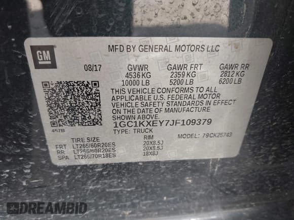 ✅ 2018 Chevrolet Silverado 2500HD High Country • VIN: 1GC1KXEY7JF109379 • Lot: 43361674. Listed on IAAI with 155,011 mi. Free auction sales archive from the USA and detailed vehicle history report at DreamBid. Image 7.