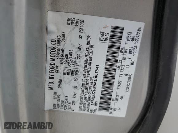 ✅ 2010 Ford Explorer Limited • VIN: 1FMEU7FE8AUA07841 • Lot: 65002335. Wystawiony na Copart z przebiegiem 179 383 mil. Bezpłatny archiwum sprzedaży aukcyjnych z USA i szczegółowy raport historii pojazdu na DreamBid. Zdjęcie 13.