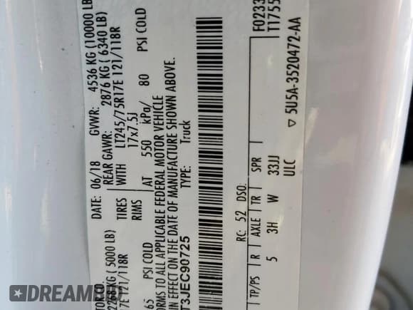 ✅ 2018 Ford F-250 XL • VIN: 1FT7W2AT3JEC90725 • Lot: 69930125. Listed on Copart with 193,501 mi. Free auction sales archive from the USA and detailed vehicle history report at DreamBid. Image 12.